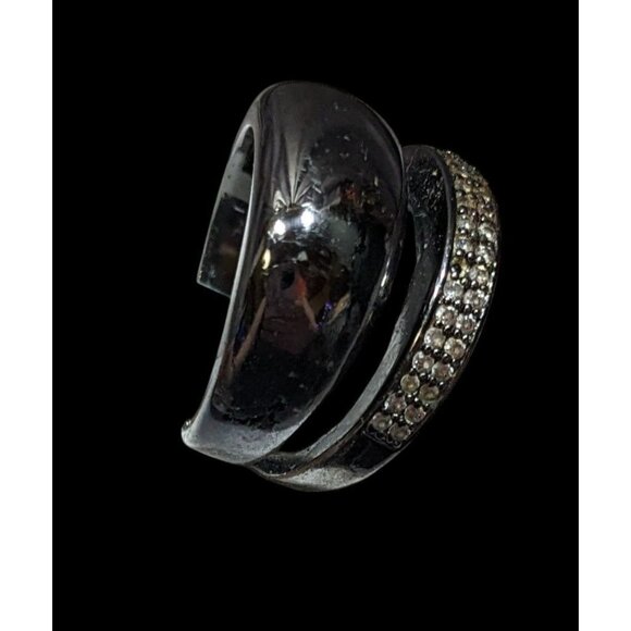 Juicy Couture Glam Goth Gunmetal Rhinestone Stacked Ring - Picture 2 of 10
